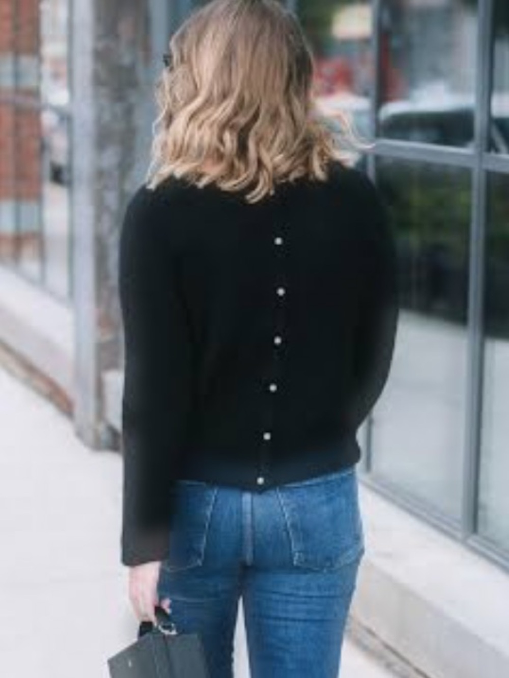 Sezane Gaspard Black Button-Front Women's Sweater Cardigan - Picture 3 of 13